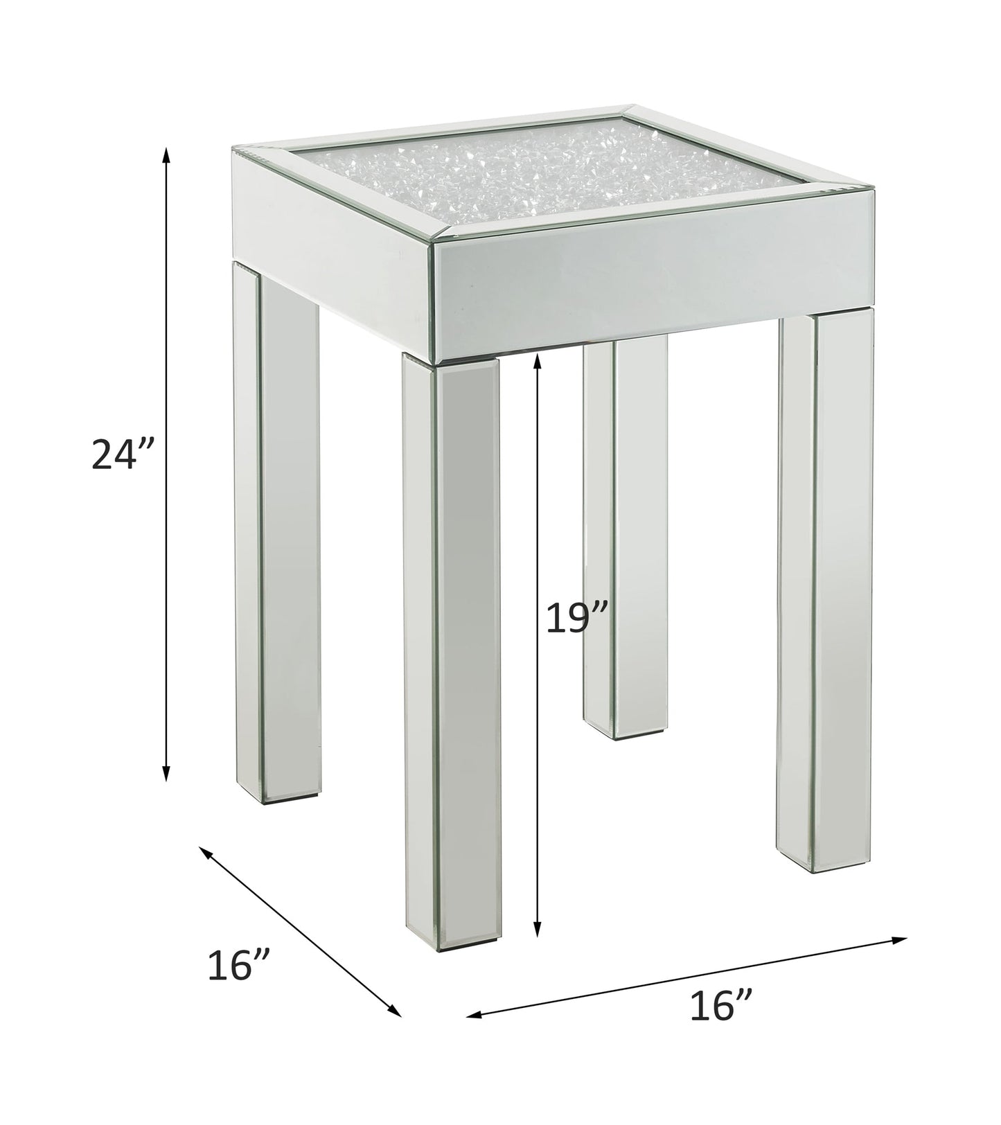 ACME Noralie Mirrored & Faux Diamonds End Table Model 84707
