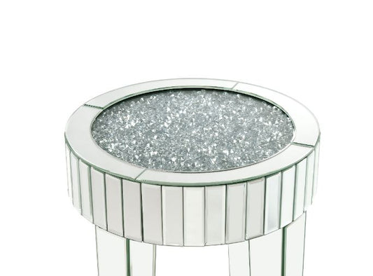 ACME Noralie Mirrored Faux Diamonds End Table Model 84712