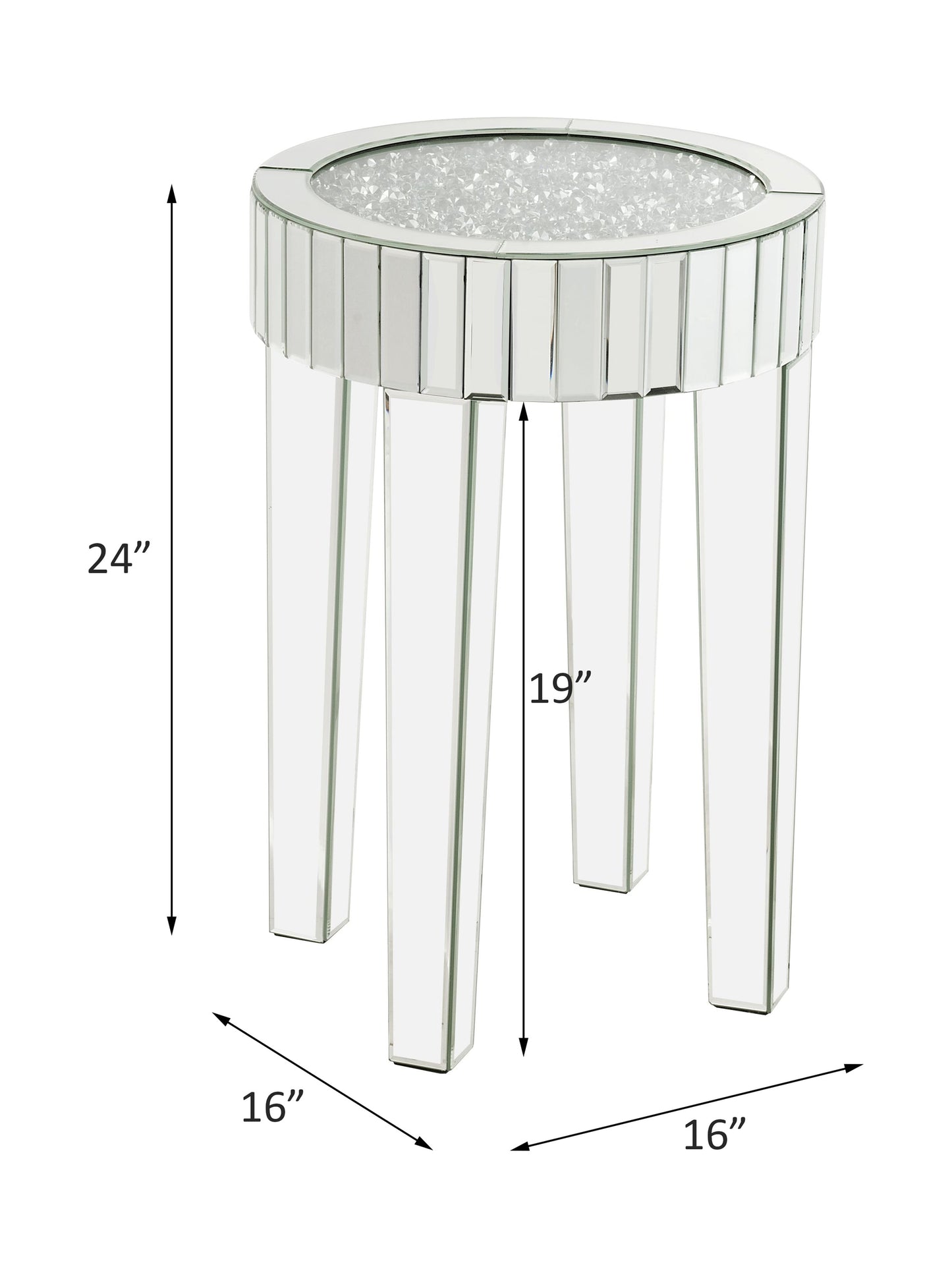 ACME Noralie Mirrored Faux Diamonds End Table Model 84712