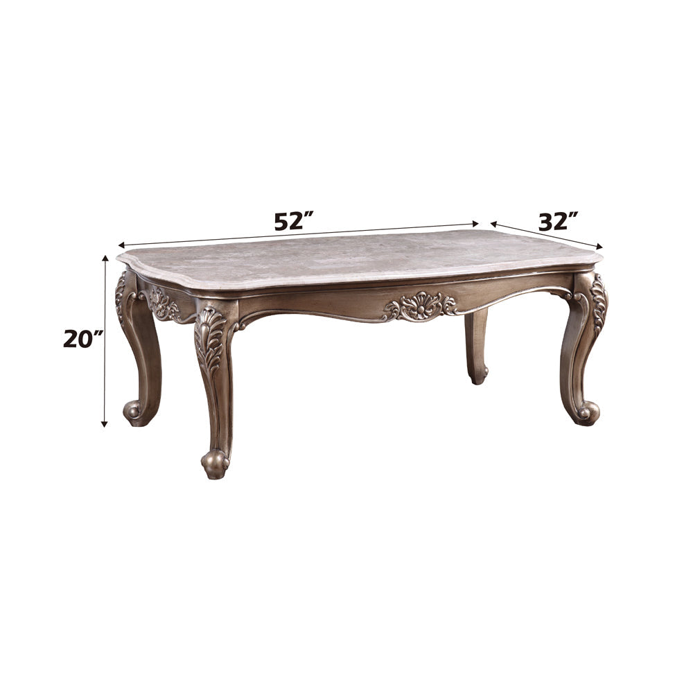 ACME Jayceon Natural Marble Top & Champagne Coffee Table Model 84865