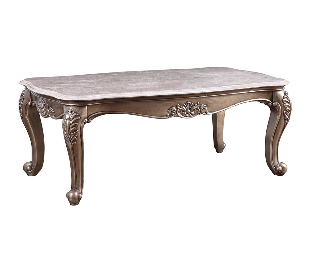 ACME Jayceon Natural Marble Top & Champagne Coffee Table Model 84865