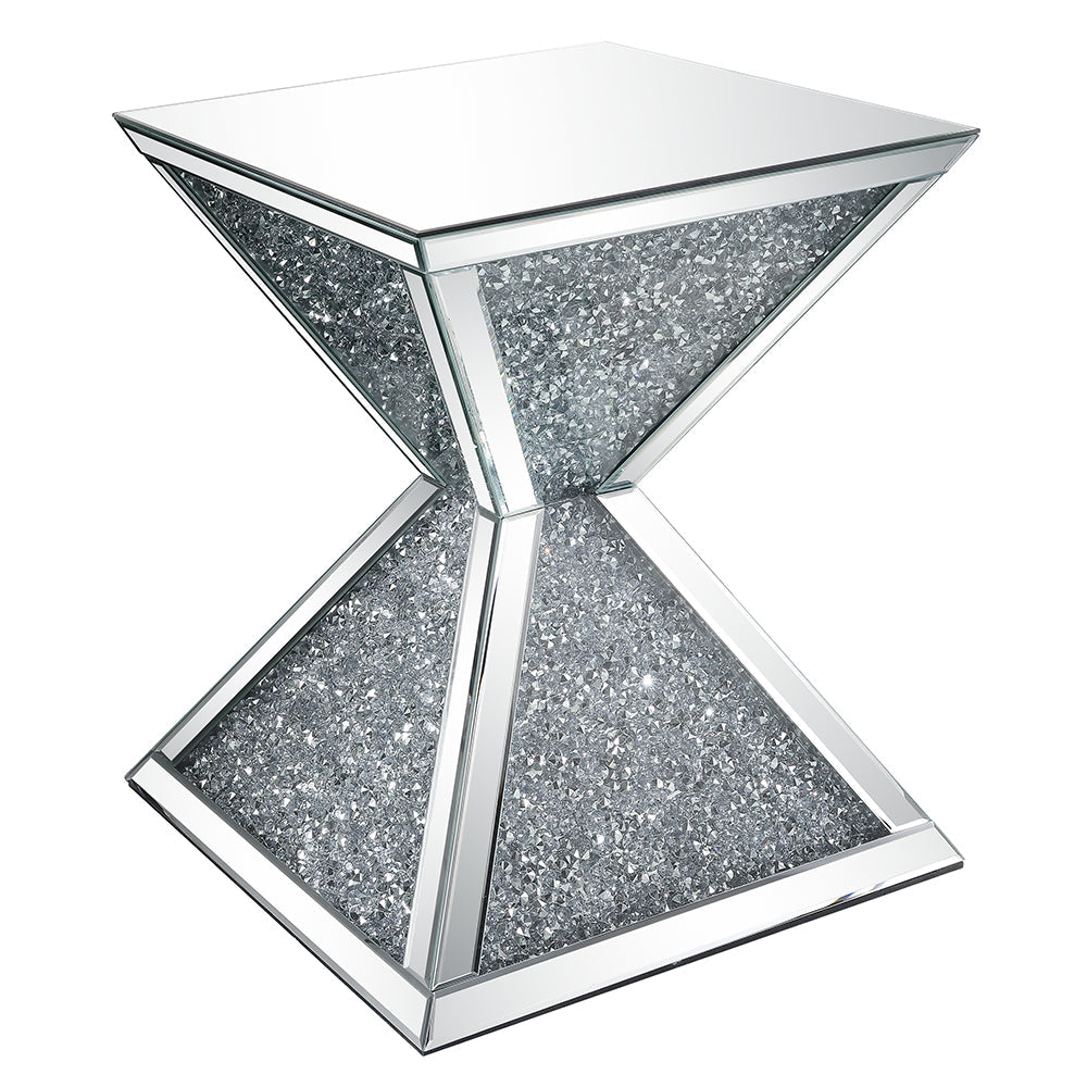 ACME Noralie Mirrored & Faux Diamonds End Table Model 84902