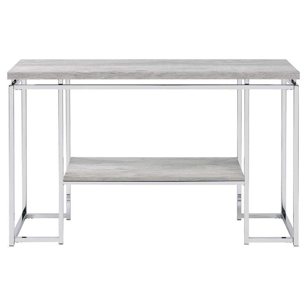 ACME Chafik Natural Oak & Chrome Sofa Table Model 85373