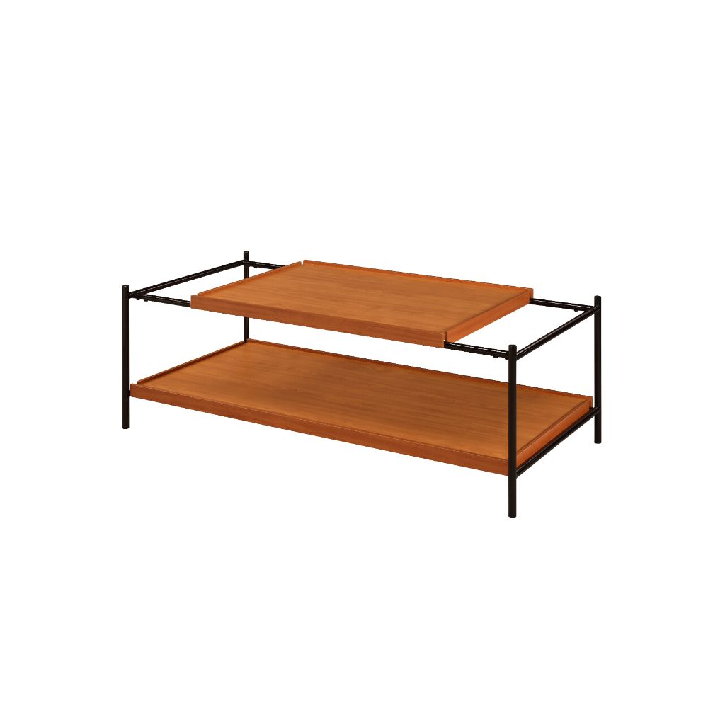 ACME Oaken Honey Oak & Black Coffee Table Model 85675
