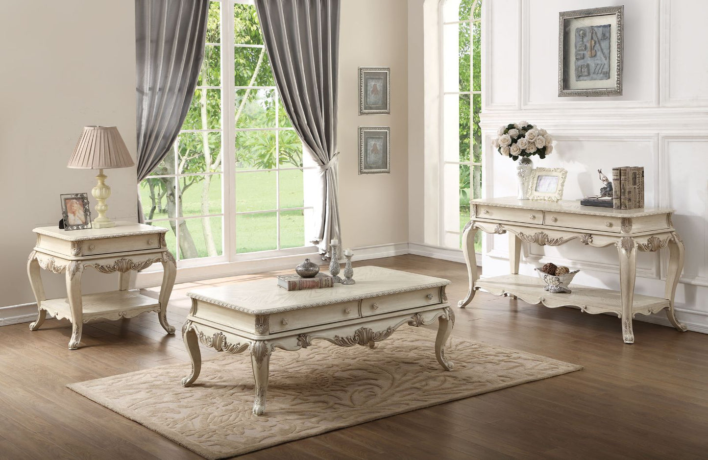 ACME Ragenardus Antique White Coffee Table Model 86020