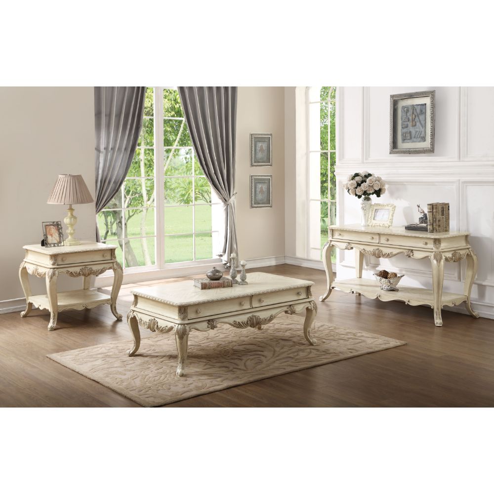 ACME Ragenardus Antique White End Table Model 86022
