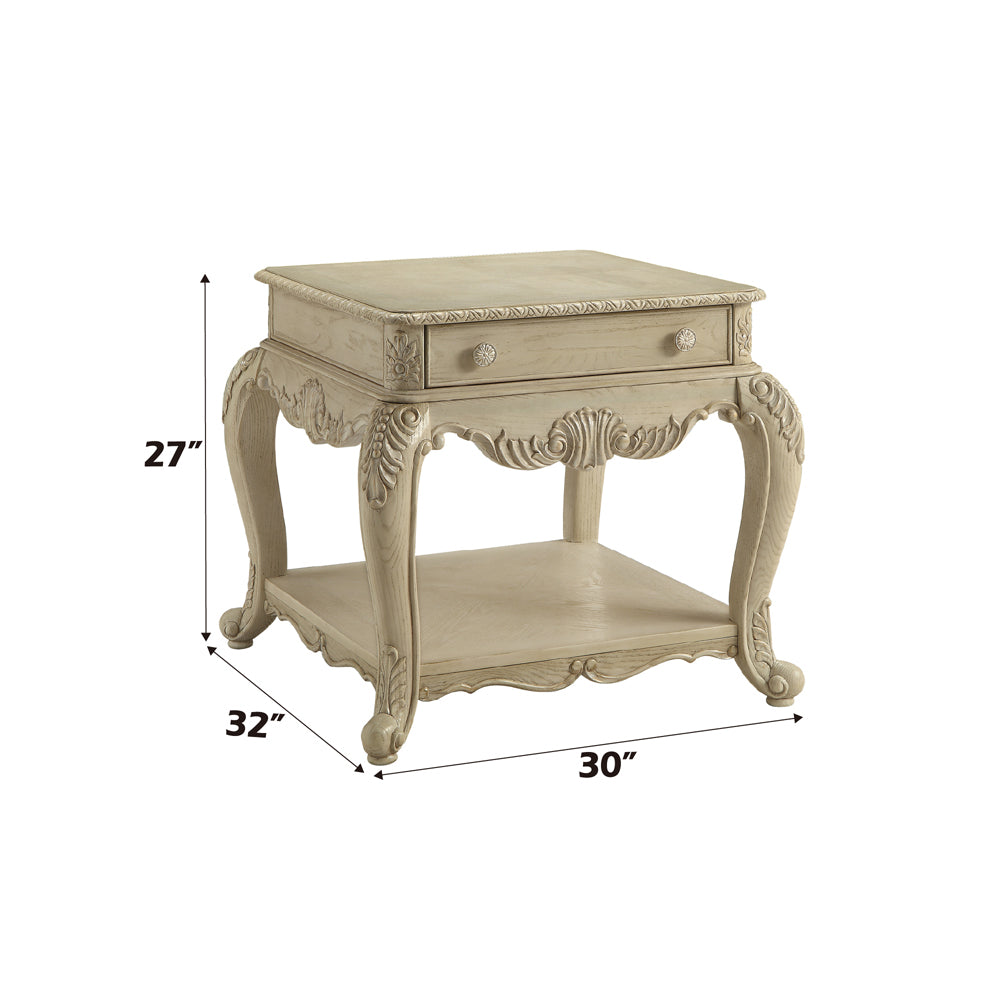 ACME Ragenardus Antique White End Table Model 86022
