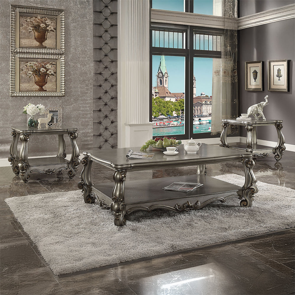 ACME Versailles Antique Platinum Coffee Table Model 86820