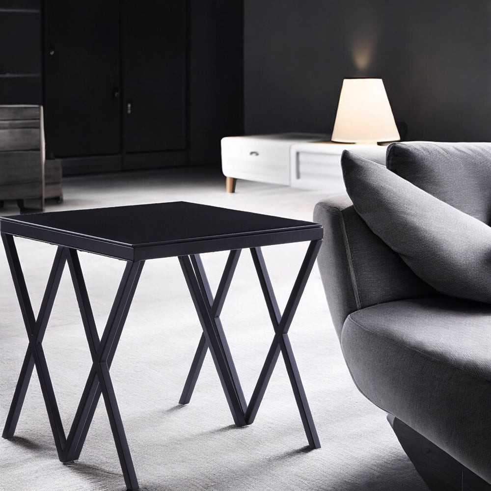 ACME Magenta Black & Glass End Table Model 87156