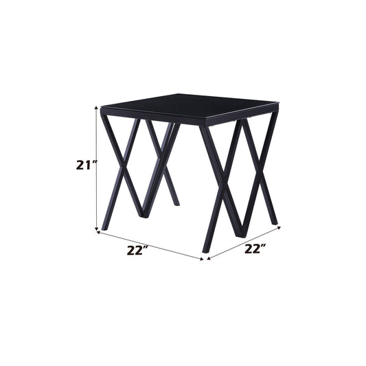 ACME Magenta Black & Glass End Table Model 87156