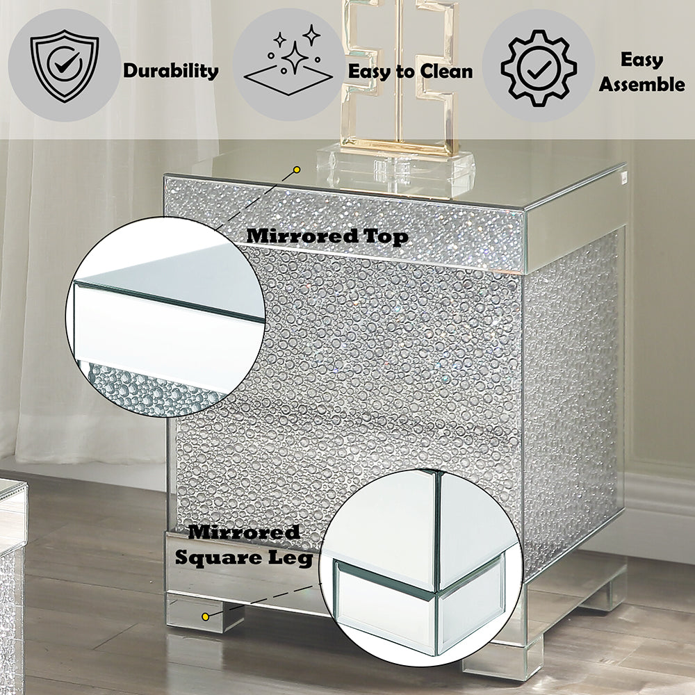 ACME Mallika Faux Round Crystals End Table Model 87912