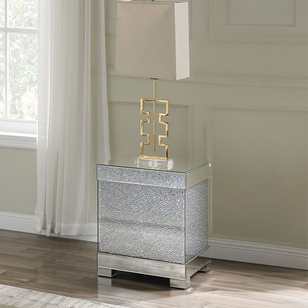 ACME Mallika Faux Round Crystals End Table Model 87912