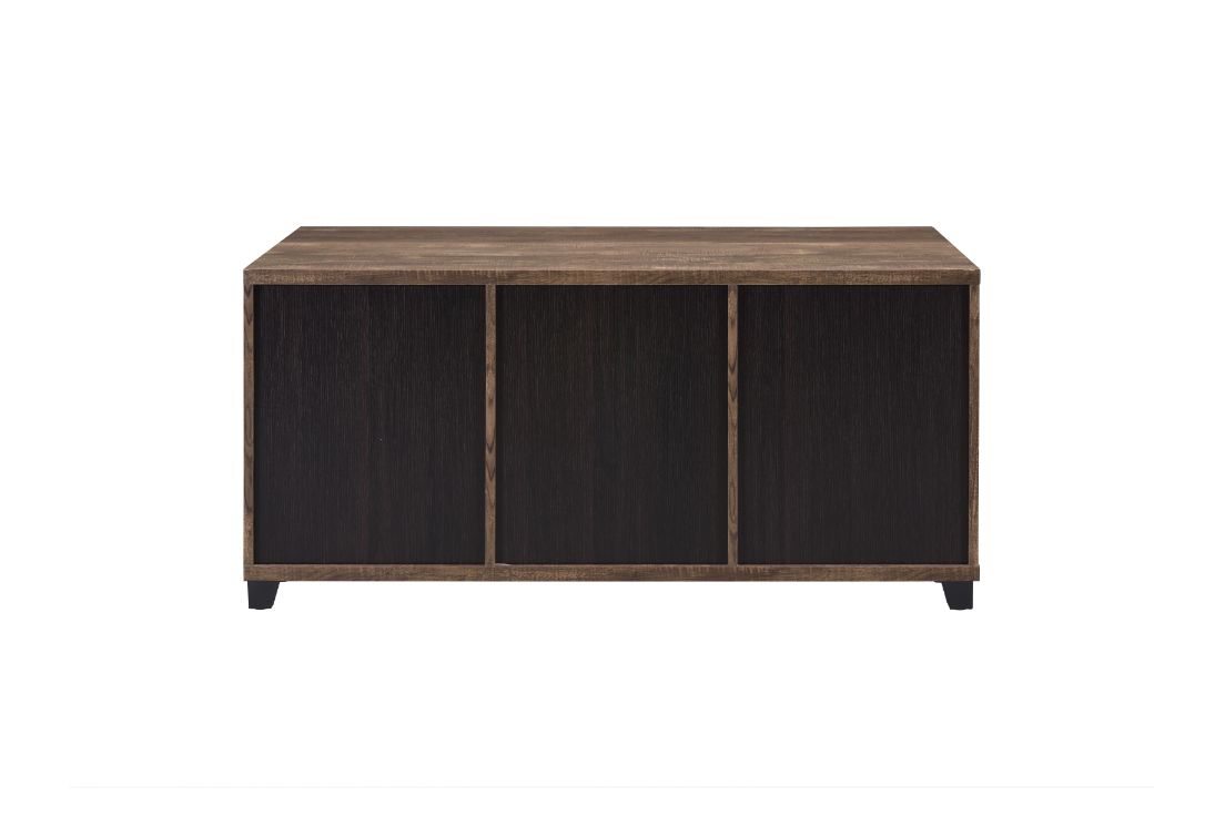 ACME Nineel Obscure Glass Rustic Oak & Black Coffee Table Model 87955
