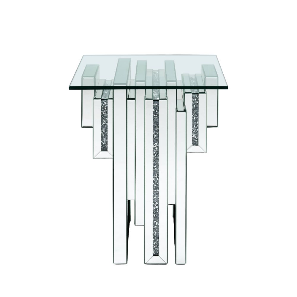 ACME Noralie Mirrored & Faux Diamonds End Table Model 88002