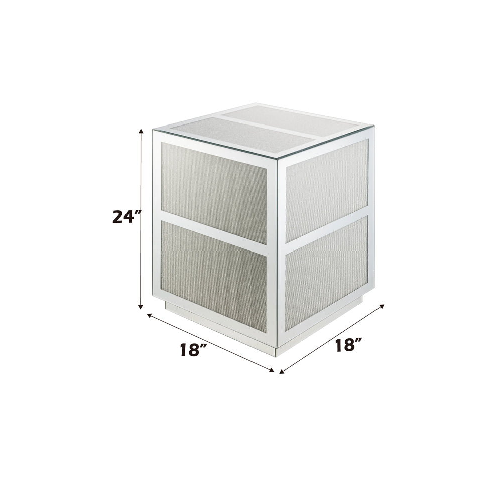 ACME Noralie Mirrored Faux Diamonds End Table Model 88017