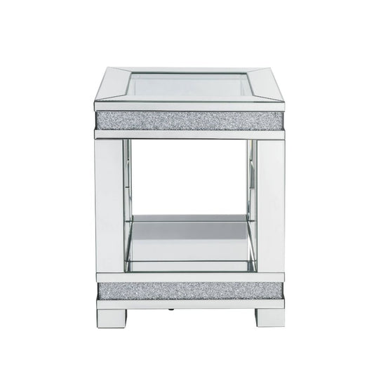 ACME Noralie Mirrored & Faux Diamonds End Table Model 88022