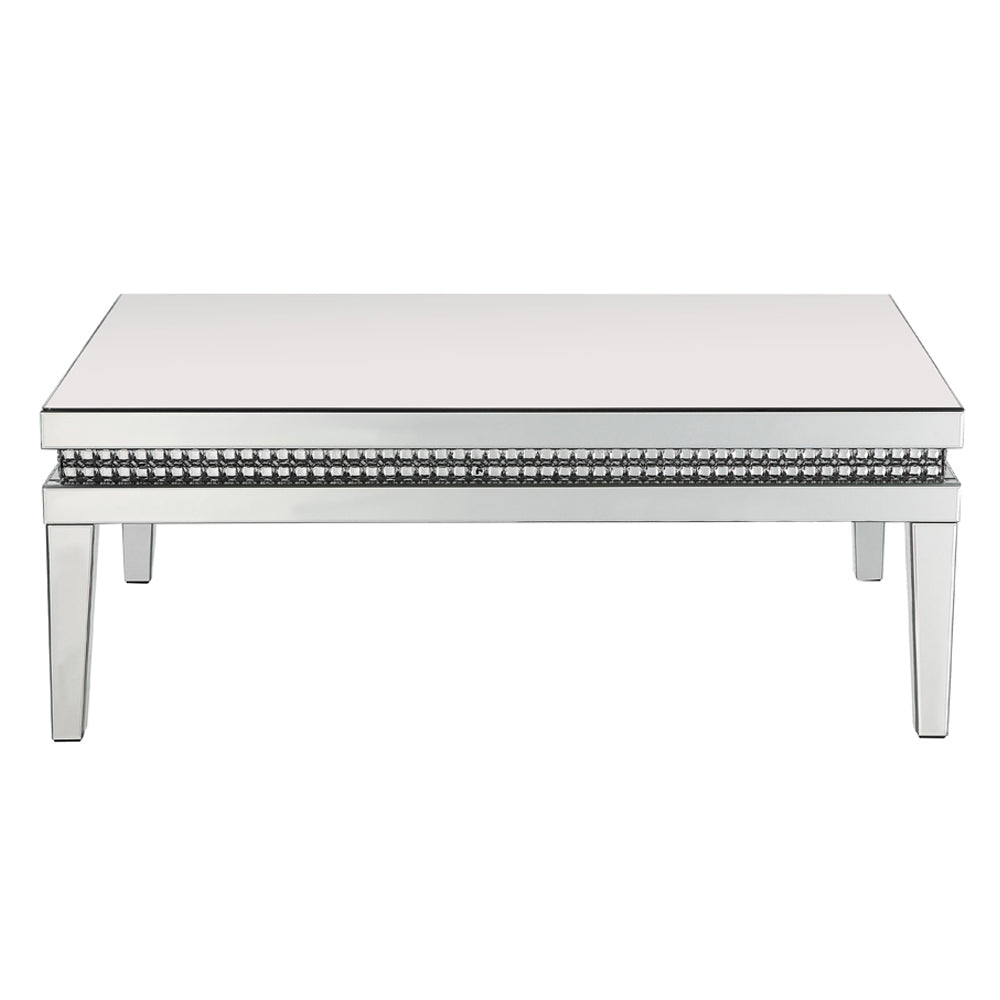 ACME Lotus Mirrored Faux Ice Cube Crystals Coffee Table Model 88050