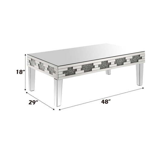 ACME Noralie Mirrored & Faux Diamonds Coffee Table Model 88055