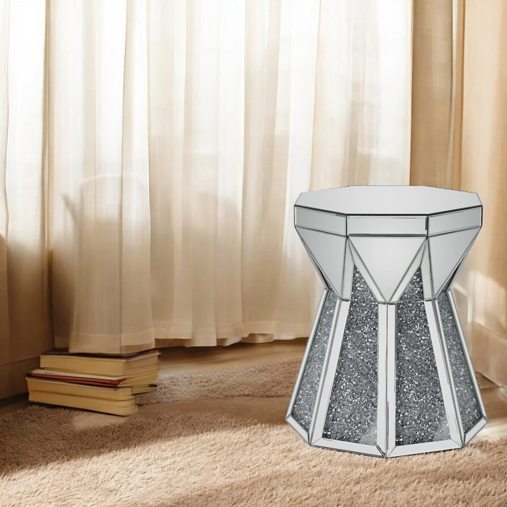 ACME Noralie Mirrored & Faux Diamonds End Table Model 88062