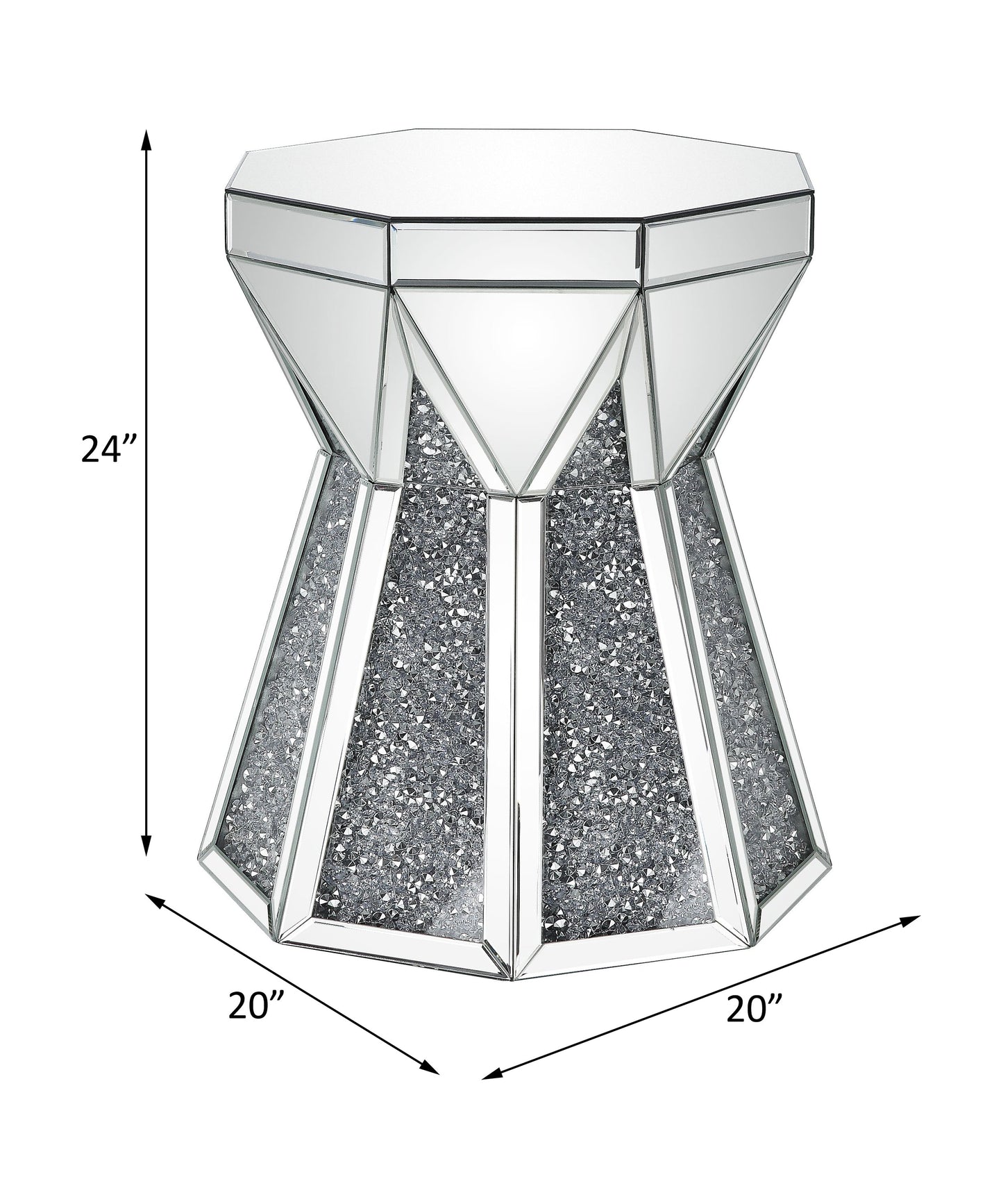 ACME Noralie Mirrored & Faux Diamonds End Table Model 88062