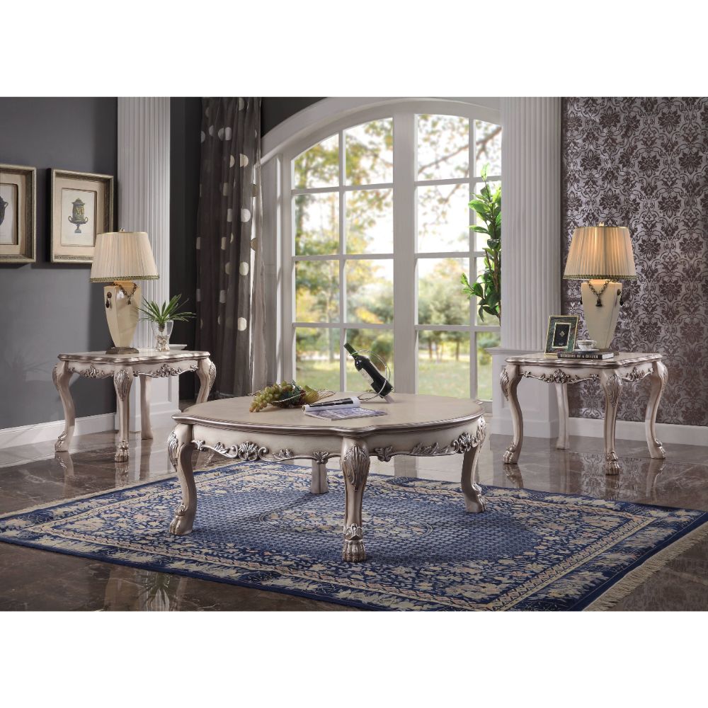 ACME Dresden Vintage Bone White Coffee Table Model 88170