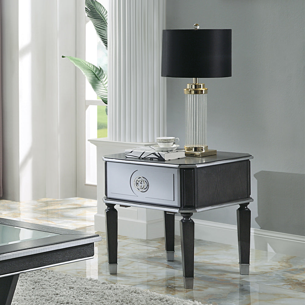 ACME House Beatrice Charcoal & Light Gray End Table Model 88817