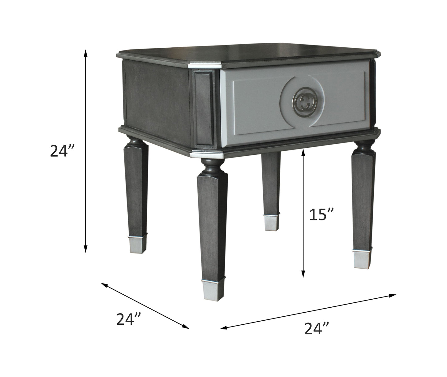 ACME House Beatrice Charcoal & Light Gray End Table Model 88817