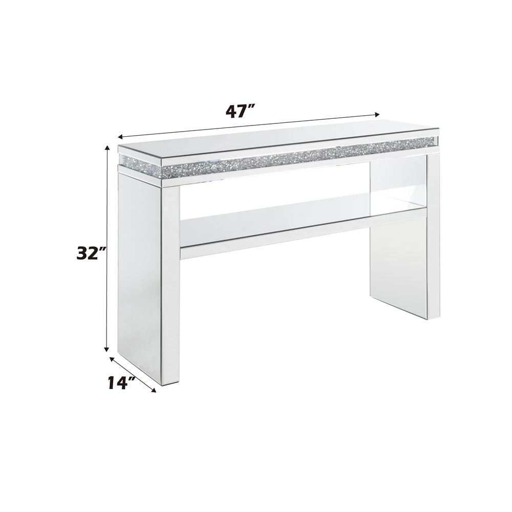 ACME Noralie Mirrored & Faux Diamonds Sofa Table Model 90675