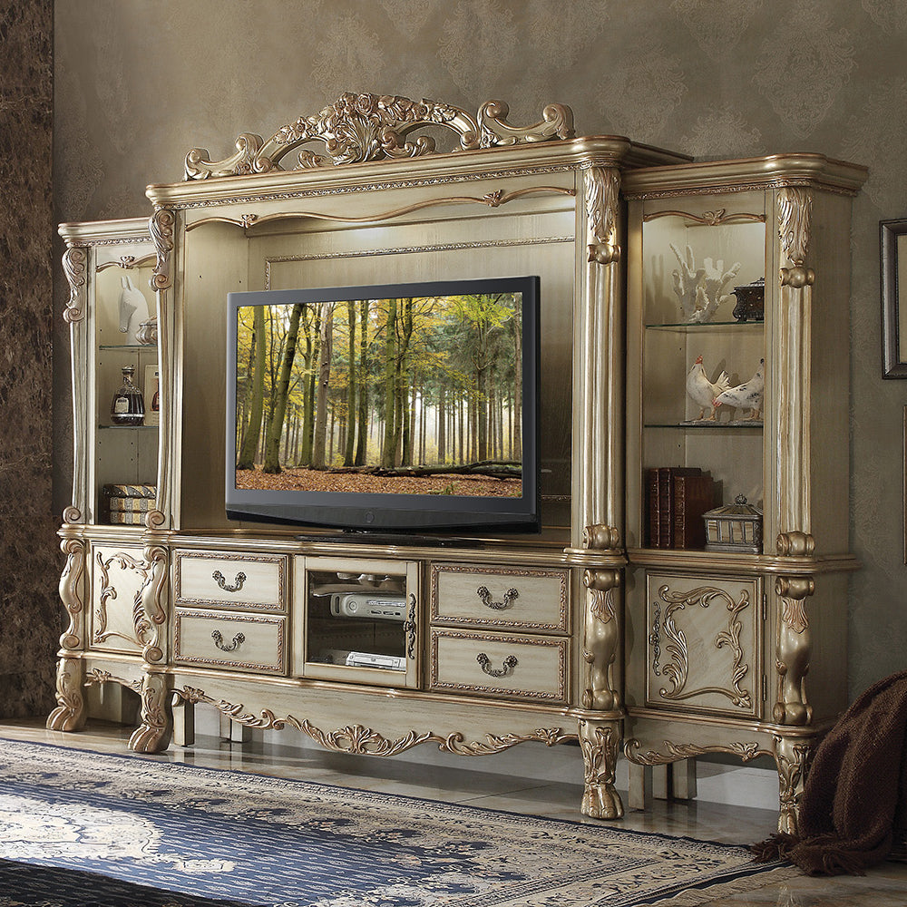 ACME Dresden Gold Patina & Bone Entertainment Center Model 91330