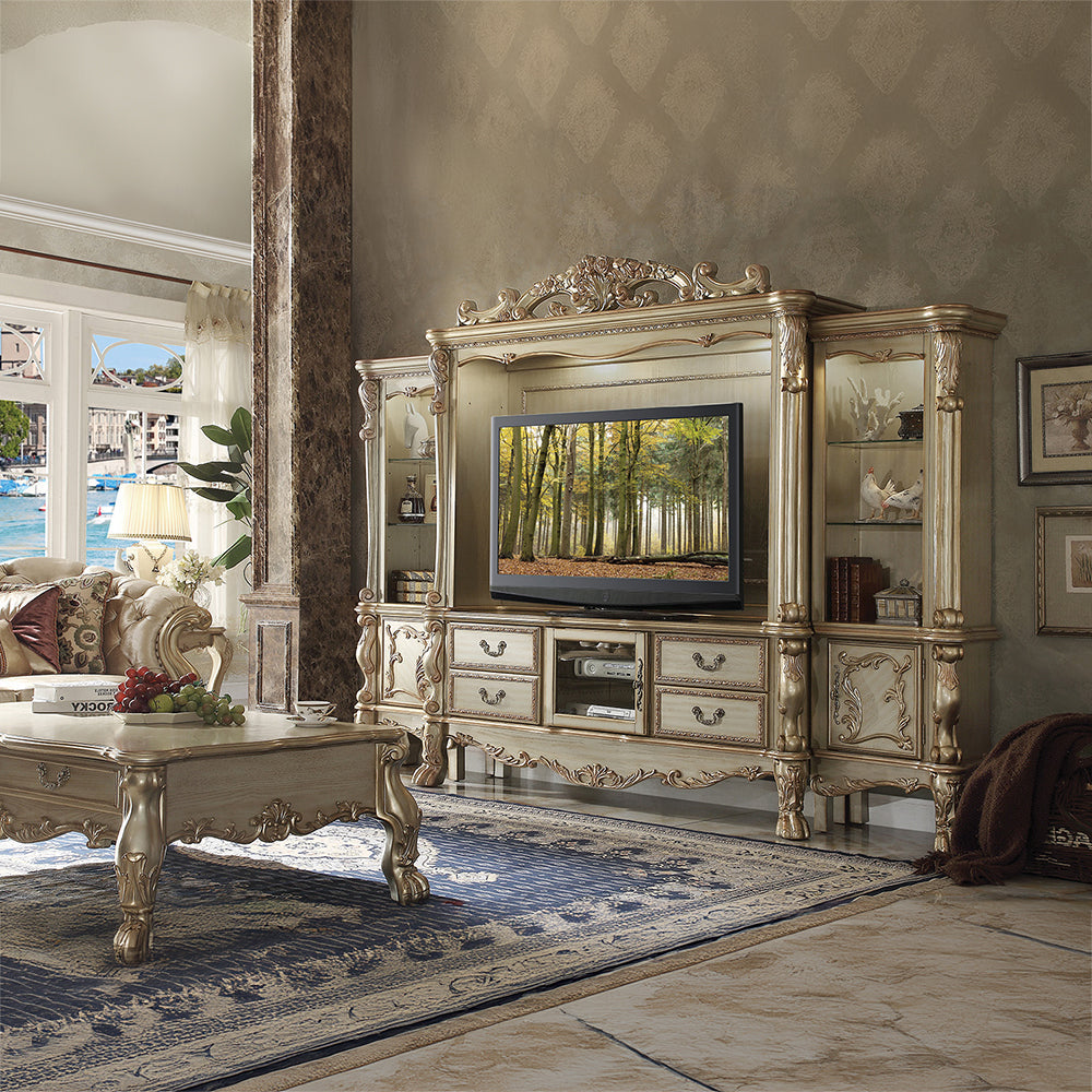 ACME Dresden Gold Patina & Bone Entertainment Center Model 91330