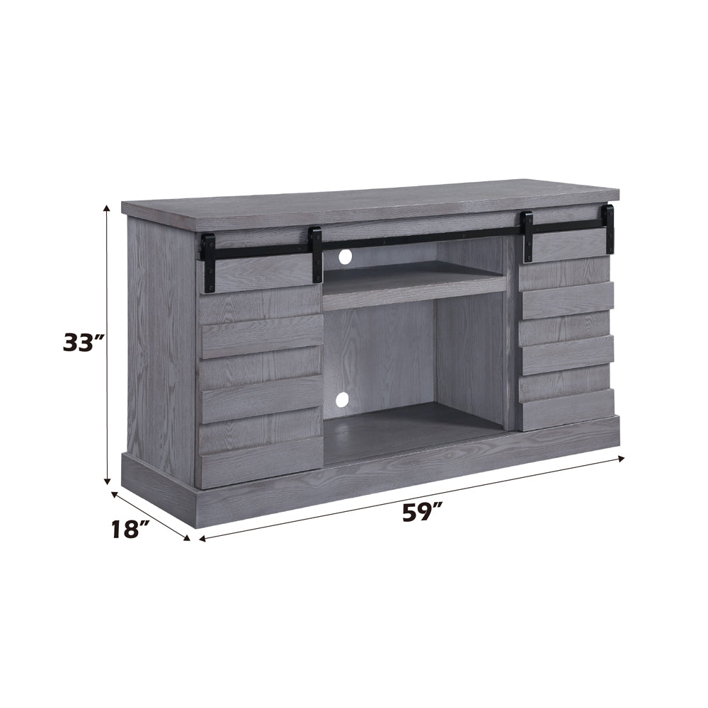 ACME Amrita Gray Oak TV Stand with Fireplace (Include 91617FIR) Model 91616