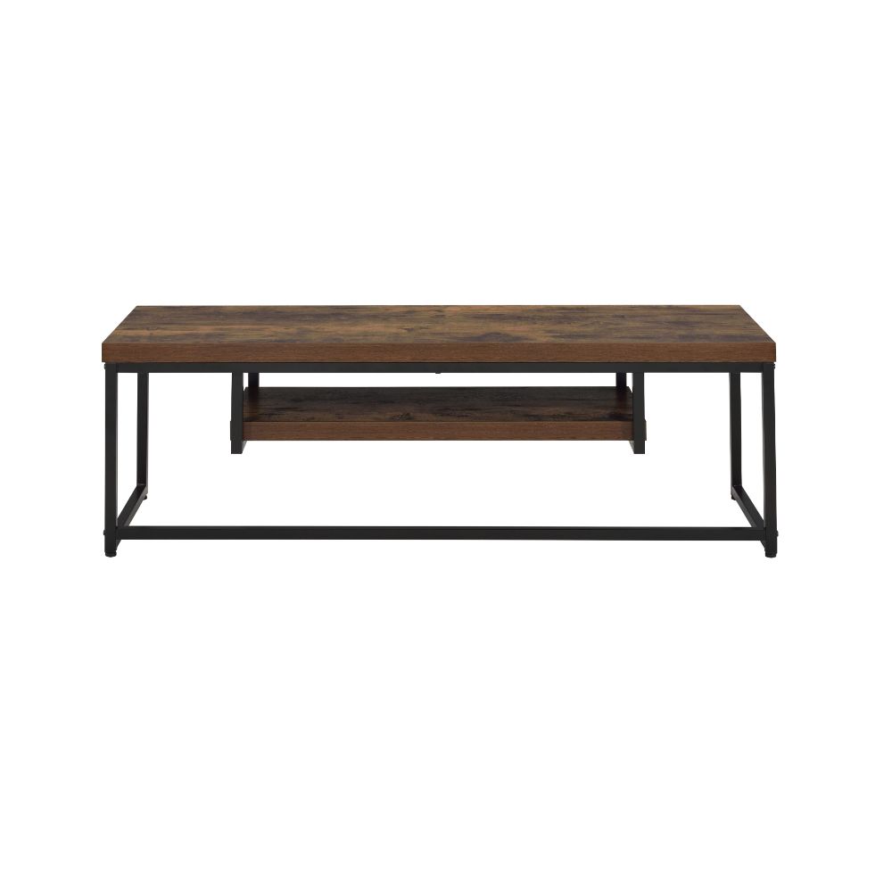 ACME Bob Weathered Oak & Black Metal TV Stand Model 91780