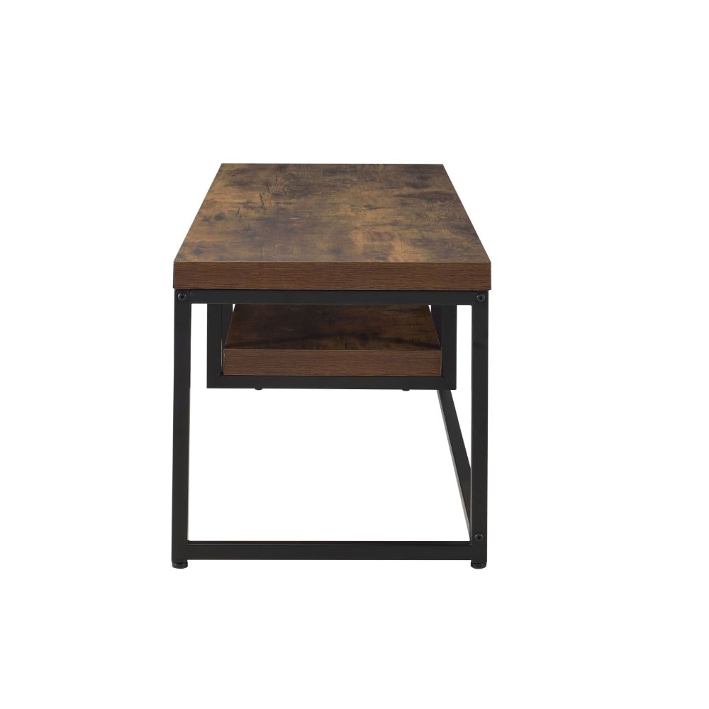 ACME Bob Weathered Oak & Black Metal TV Stand Model 91780