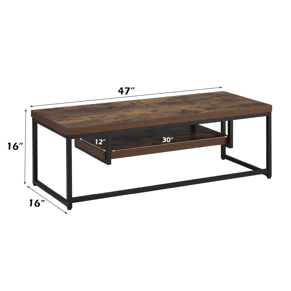 ACME Bob Weathered Oak & Black Metal TV Stand Model 91780