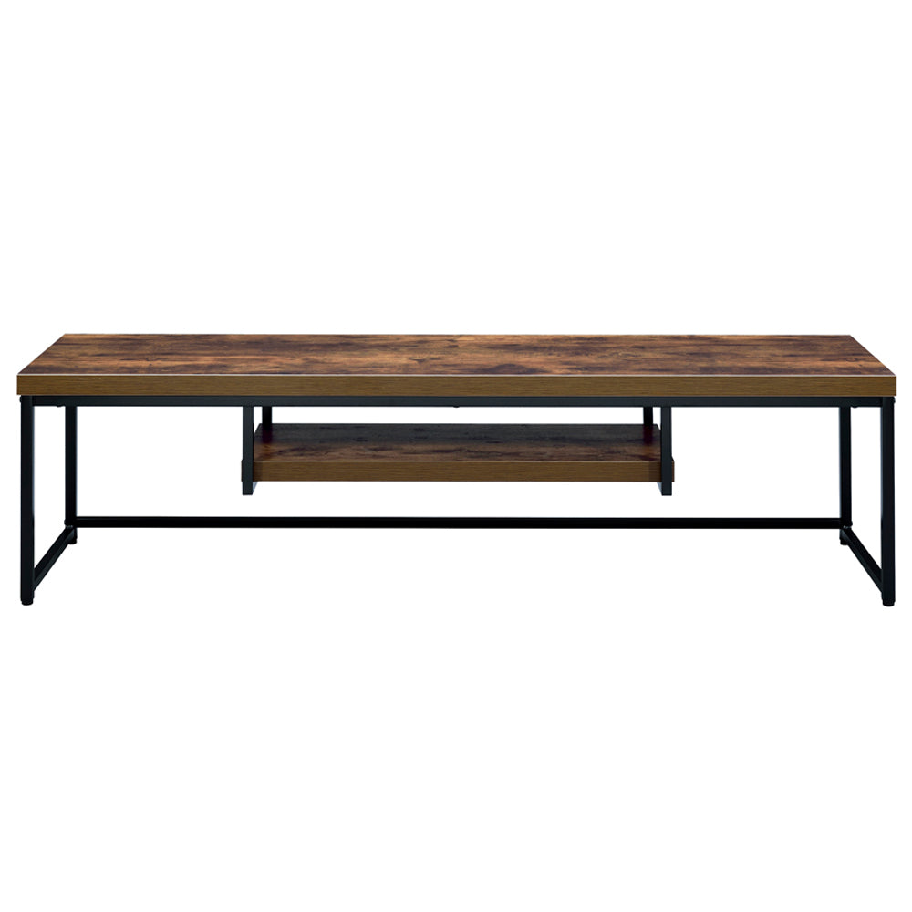 ACME Bob Weathered Oak & Black Metal TV Stand Model 91782