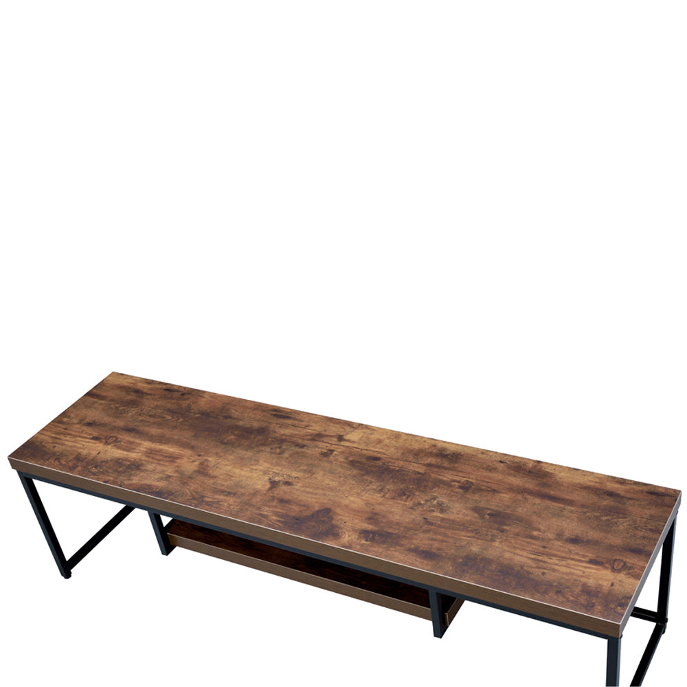 ACME Bob Weathered Oak & Black Metal TV Stand Model 91782
