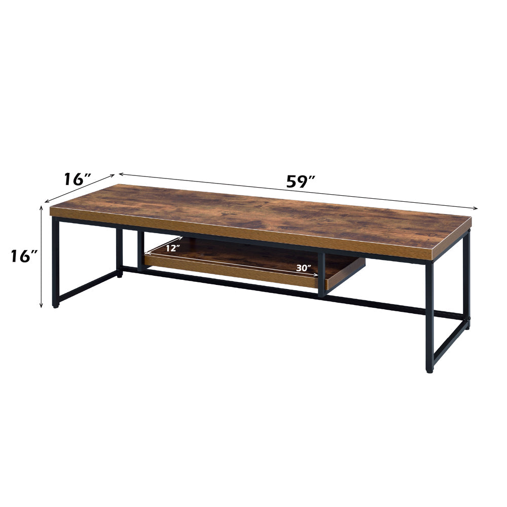 ACME Bob Weathered Oak & Black Metal TV Stand Model 91782
