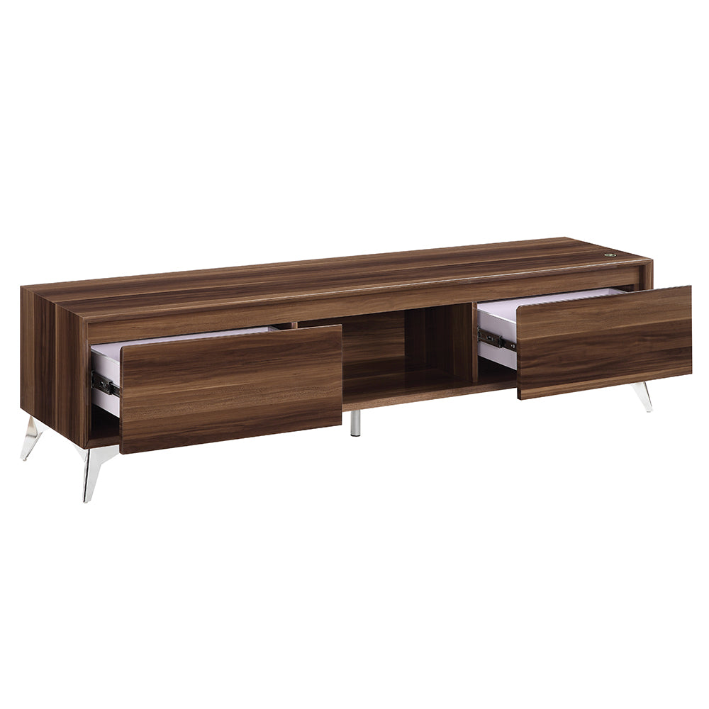 ACME Raceloma LED Walnut & Chrome TV Stand Model 91997