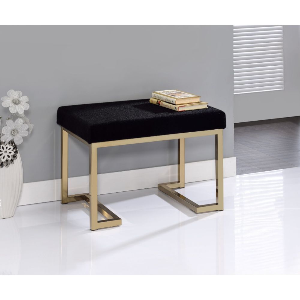 ACME Boice Short Haired Faux Fur & Champagne Ottoman Model 96597
