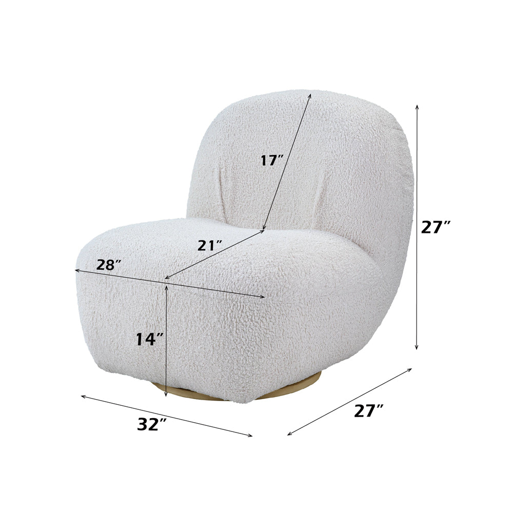 ACME Yedaid White Teddy Sherpa Accent Chair with Swivel Model AC00231