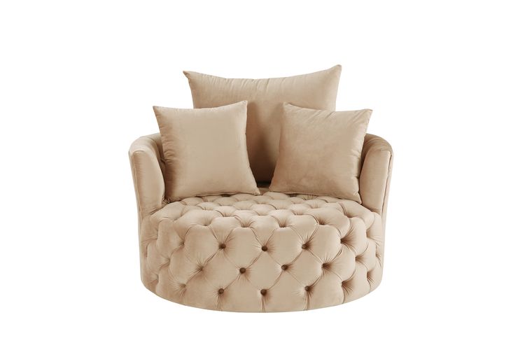 ACME Zunyas Beige Velvet Accent Chair with Swivel Model AC00290
