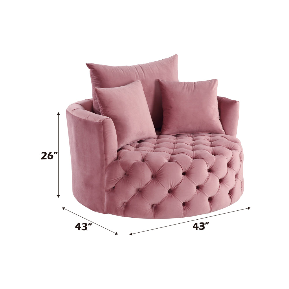 ACME Zunyas Pink Velvet Accent Chair with Swivel Model AC00291