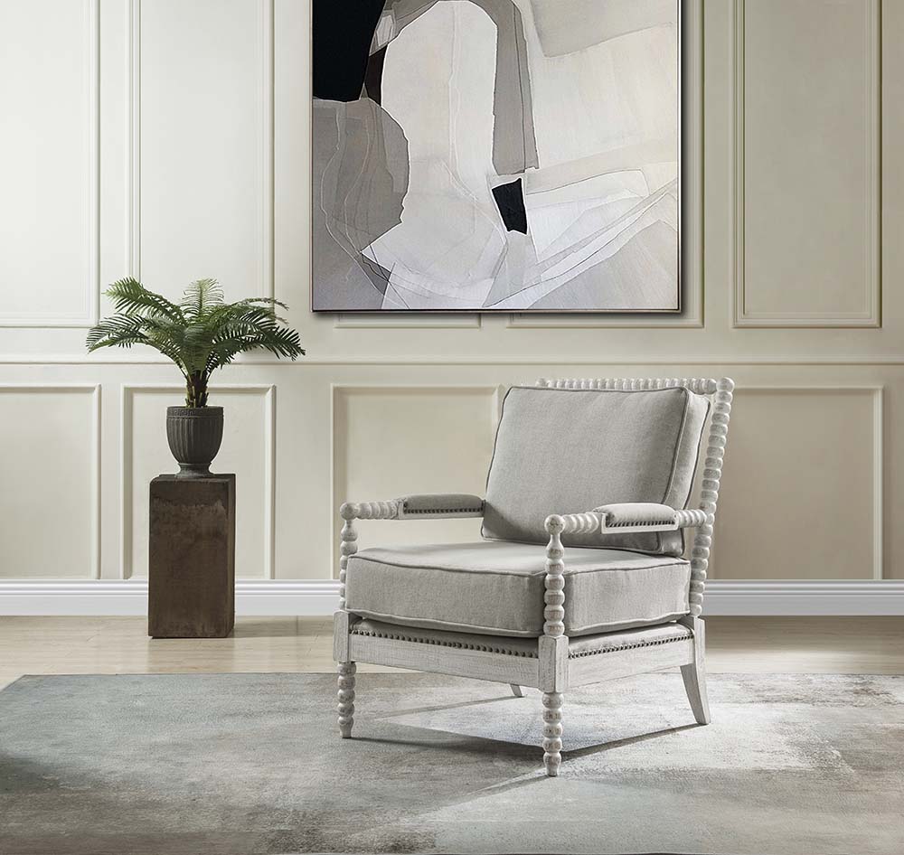 ACME Saraid Gray Linen & Light Oak Accent Chair Model AC01164