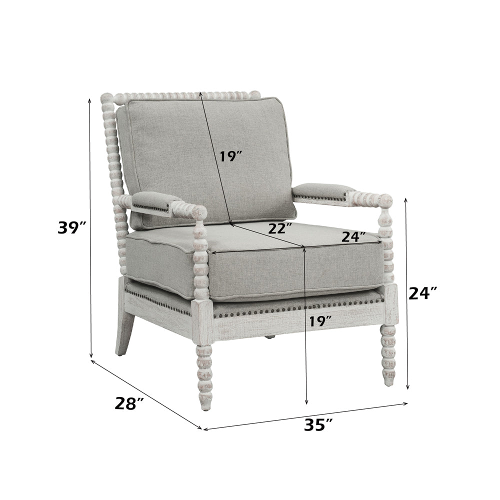 ACME Saraid Gray Linen & Light Oak Accent Chair Model AC01164