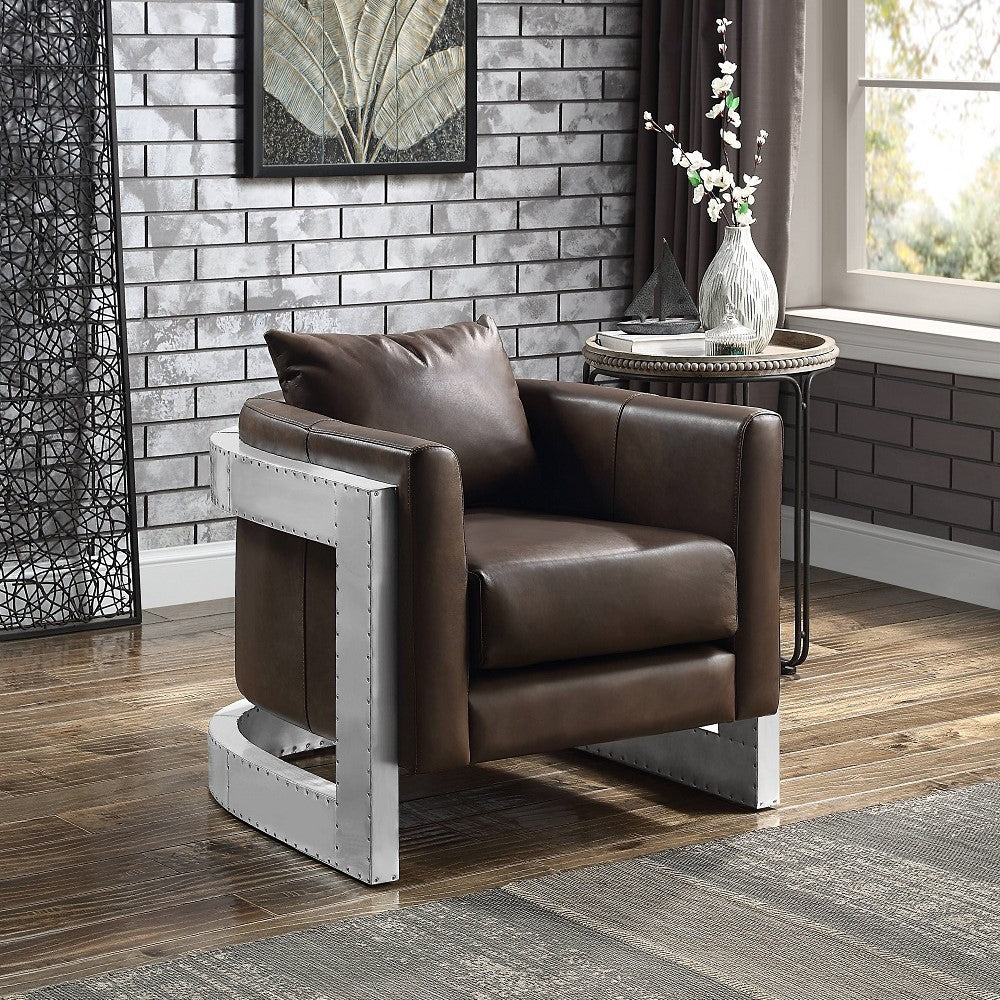 ACME Betla Espresso Top grain Leather Accent Chair Model AC01987