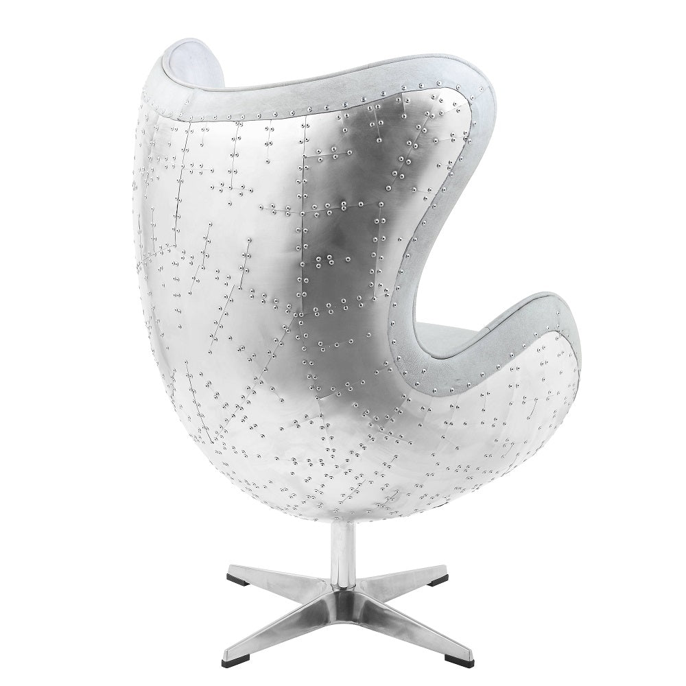 ACME Brancaster Vintage white Top grain Leather Accent Chair with Swivel Model AC01991