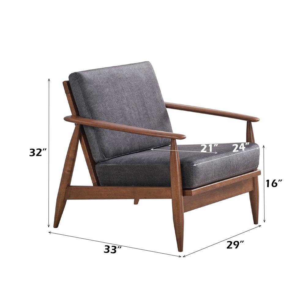 ACME Alisa Charcoal Fabric & Brown Accent Chair Model AC02377