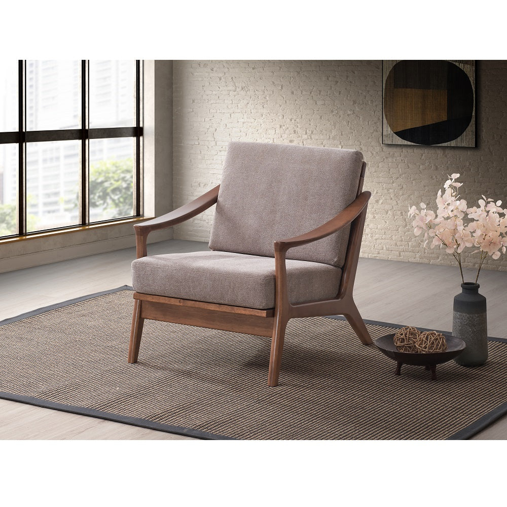 ACME Lide Light Brown Fabric & Brown Accent Chair Model AC02378