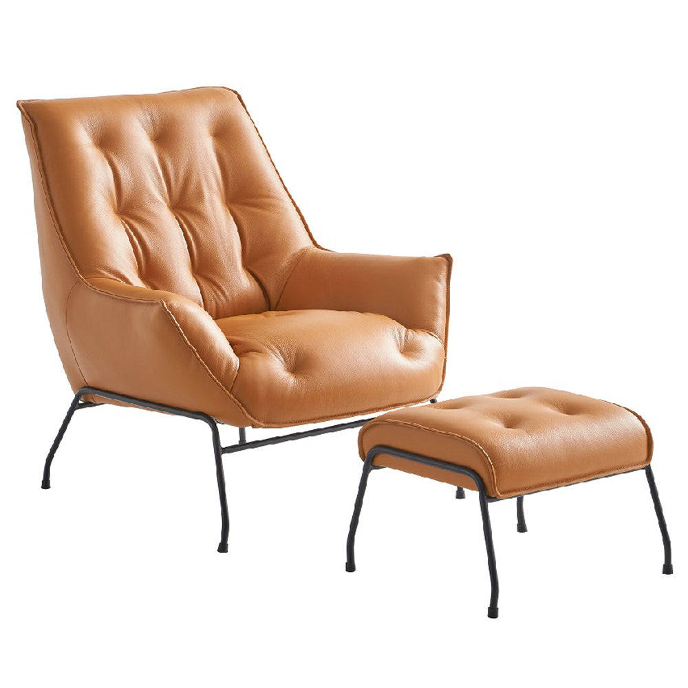 ACME Zusa Sandstone Top Grain Leather Accent Chair & Ottoman Model AC02379