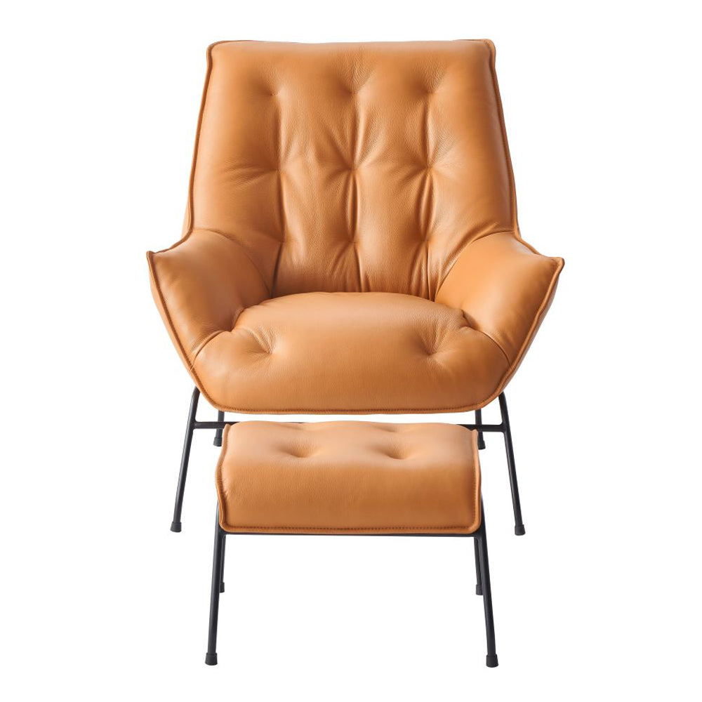 ACME Zusa Sandstone Top Grain Leather Accent Chair & Ottoman Model AC02379